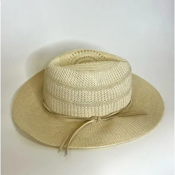 NEW Lucky Brand Stripe Woven Knit Hat Cream One Size - Picture 2 of 12